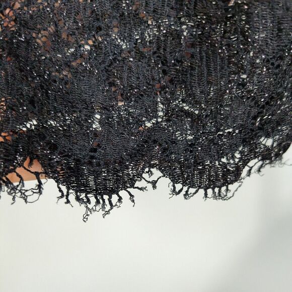 Silk Lace Top Blouse S Black Red Vintage Goth Overlay Holiday Christmas 10 - Picture 10 of 10